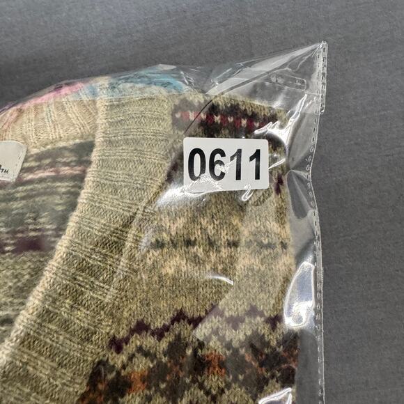 Eddie Bauer Sweater Mens XL Tan Multicolor Fair‎ Isle Lambswool VNeck Pullover - Picture 8 of 9